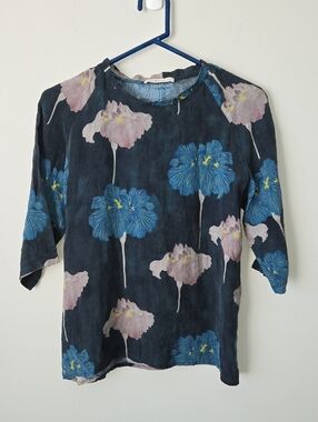 Viola Parrocchetti Iris Floral Silk Blouse Made In Italy
